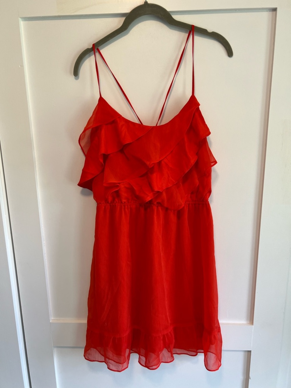 American Eagle Outfitters Red Sleeveless Dress with Ruffle Detail